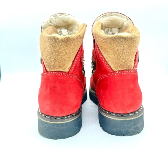SAUTE MOUTON VINTAGE RED WINTER LEATHER BOOTS - HIKING BOOTS - MADE IN CANADA - Picture 5 of 15